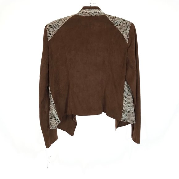 NWT Womens Size 8 Alberto Makali Faux Snakeskin Suede Open Front Jacket NEW - Picture 3 of 3